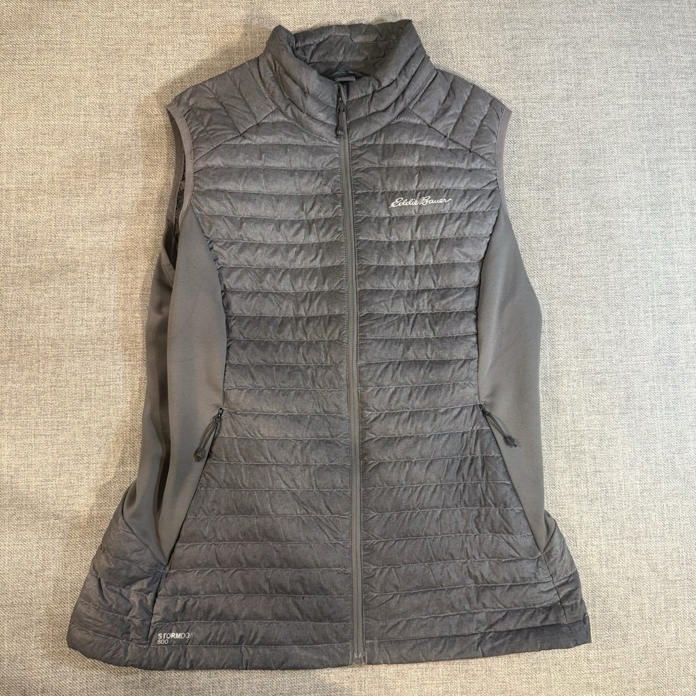 Eddie Bauer First Ascent Stormdown Quilted Down Puffer Vest Women's M Gray
